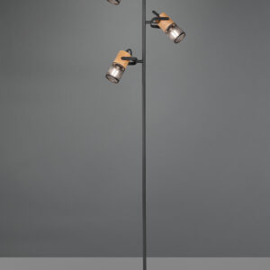 Lampadaire 3 spots bois et métal E14