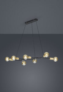 Lustre métal 6 lumières noir et doré