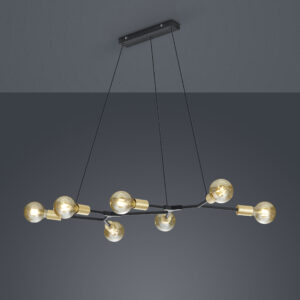 Lustre métal 6 lumières noir et doré