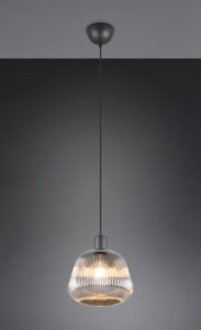 Suspension métal noir verre fumé