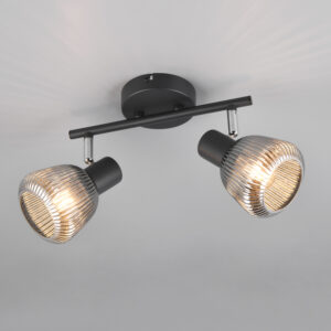 Rampe 2 spots métal noir verre fumé