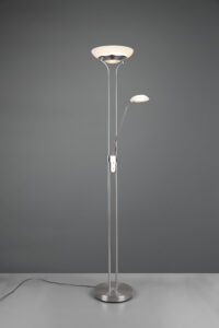 Lampadaire LED avec liseuse métal nickel mat