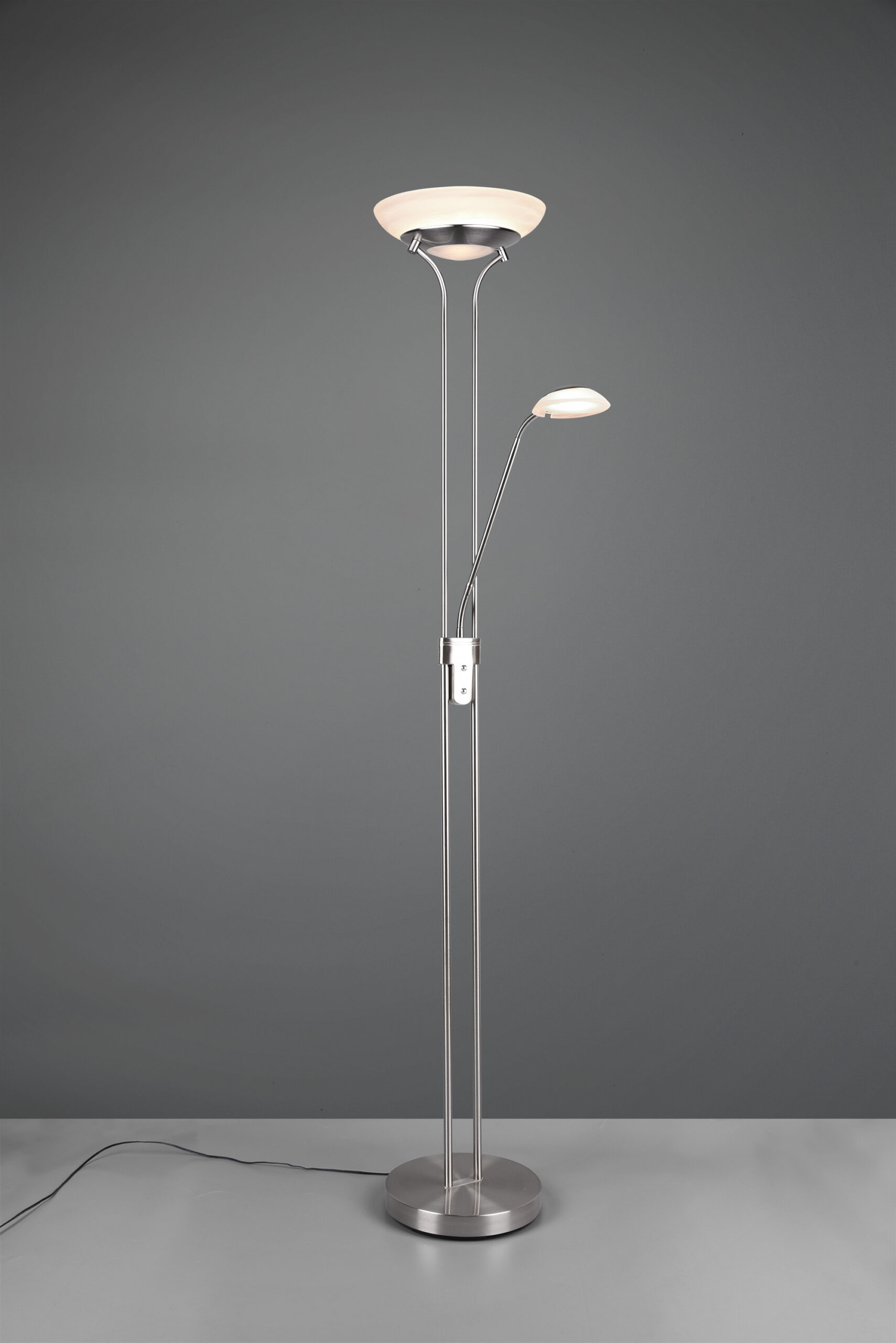 Lampadaire LED avec liseuse métal nickel mat
