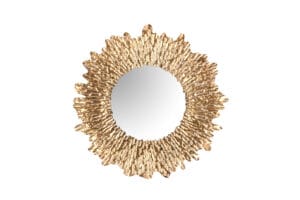 Miroir rond décoratif métal doré D80 cm