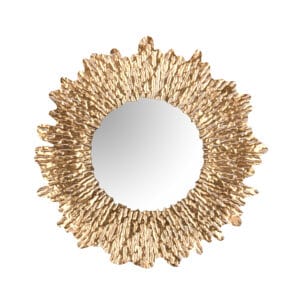 Miroir rond décoratif métal doré D80 cm