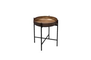 Table d'appoint métal noir et vieil or 42x50 cm