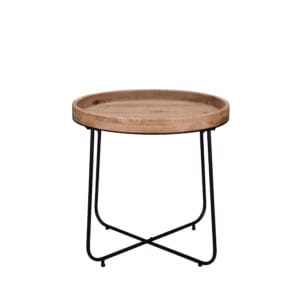 Table d'appoint métal noir et bois 66.5x57.5 cm