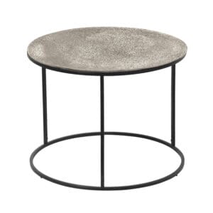 Table d'appoint métal noir aluminium argenté 60x46 cm
