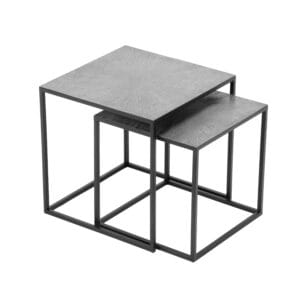 Tables gigognes métal noir et argenté 35 et 40 cm