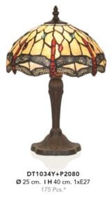 Lampe TIFFANY orné de libellules et de perles en verre