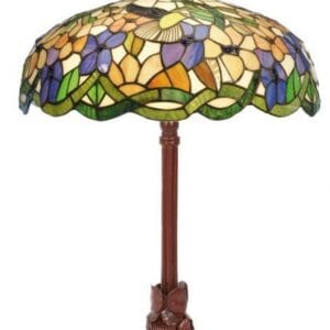 Lampe TIFFANY au décor floral orné d'oiseaux