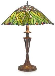 Lampe TIFFANY au décor végétal orné de perles en verre