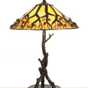 Lampe TIFFANY  au décor végétal orné de perles en verre