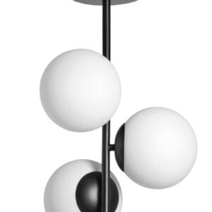 Plafonnier métal noir verres opales