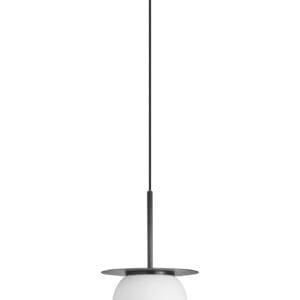 Suspension métal noir verre opale