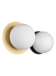 Applique métal doré/noir verre opale