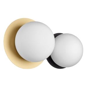 Applique métal doré/noir verre opale