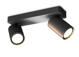 Rampe 2 spots orientables GU10 métal noir