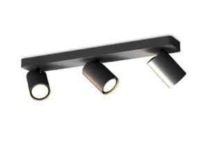 Rampe 3 spots orientables GU10 métal noir