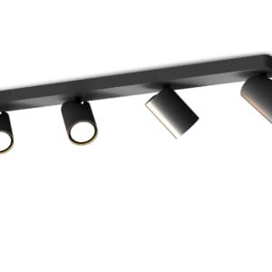 Rampe 4 spots orientables GU10 métal noir