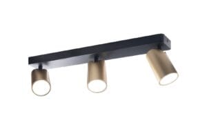 Rampe 3 spots orientables GU10 métal noir/doré