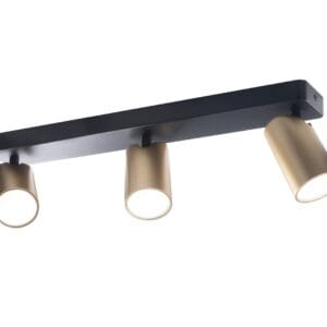 Rampe 3 spots orientables GU10 métal noir/doré