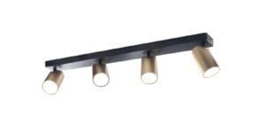 Rampe 4 spots orientables GU10 métal noir/doré