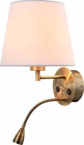 Applique avec abat-jour et liseuse LED décor bronze