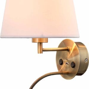 Applique avec abat-jour et liseuse LED décor bronze