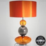 Lampe en verre orange et argenté, abat-jour orange