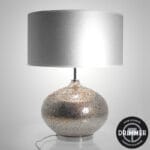Lampe en verre argenté, abat-jour gris