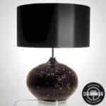 Lampe en verre noir, abat-jour noir