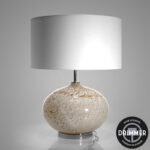 Lampe en verre crème, abat-jour blanc