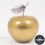 Lampe pomme en verre doré et métal chromé
