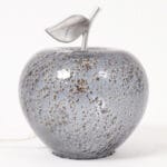 Lampe pomme en verre fumé et métal chromé