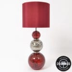 Lampe en verre rouge et argenté, abat-jour rouge