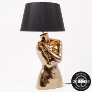 Lampe céramique dorée, abat-jour noir