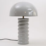 Lampe métal émaillé gris Ht 45 cm
