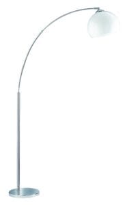 Lampadaire arc chrome abat-jour acrylique opale