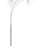 Lampadaire arc 5 lumières nickel abat-jour blanc